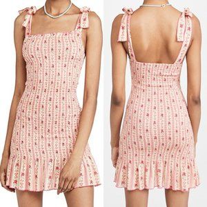 PLAYA LUCILA Tie Shoulder Smock Dress Summer Vacation Pink Floral Stripe XL NWT